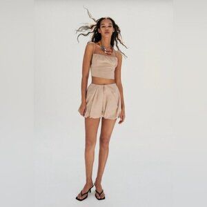 NWT Zara Tan Bubble Mini Skirt  Medium